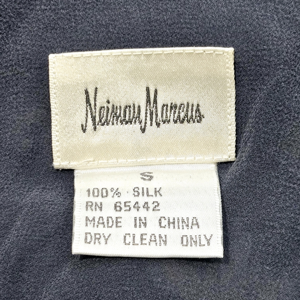 Neiman Marcus Floral 100% Silk Dress Dusty Blue Sleeveless - Picture 5 of 5